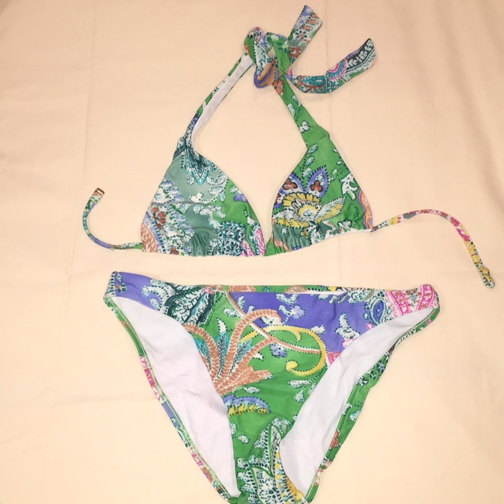Ralph Lauren Green Floral Bikini Size S